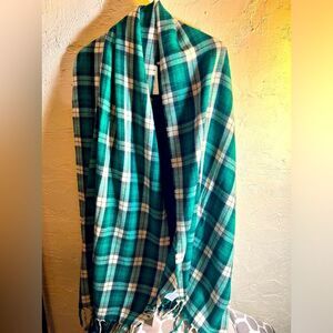 JCREW NWT green navy plaid scarf-English Countryside vibe- gorgeous colors